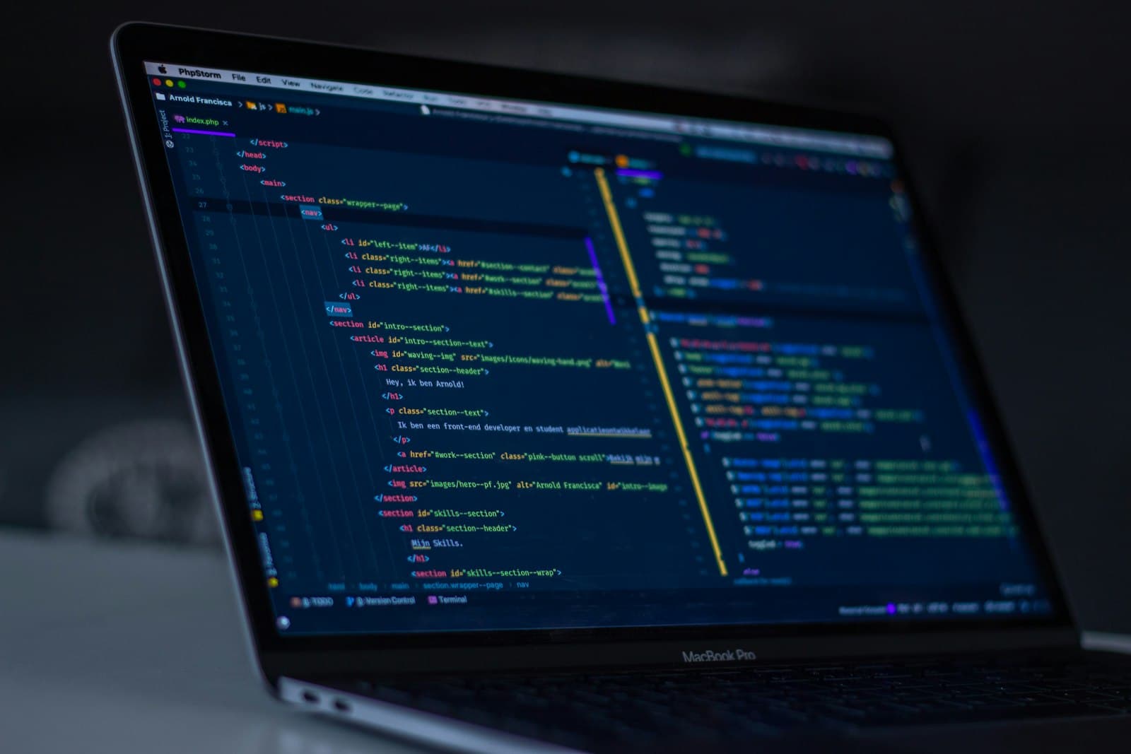 Close-up of code on a monitor showing a web application API integration