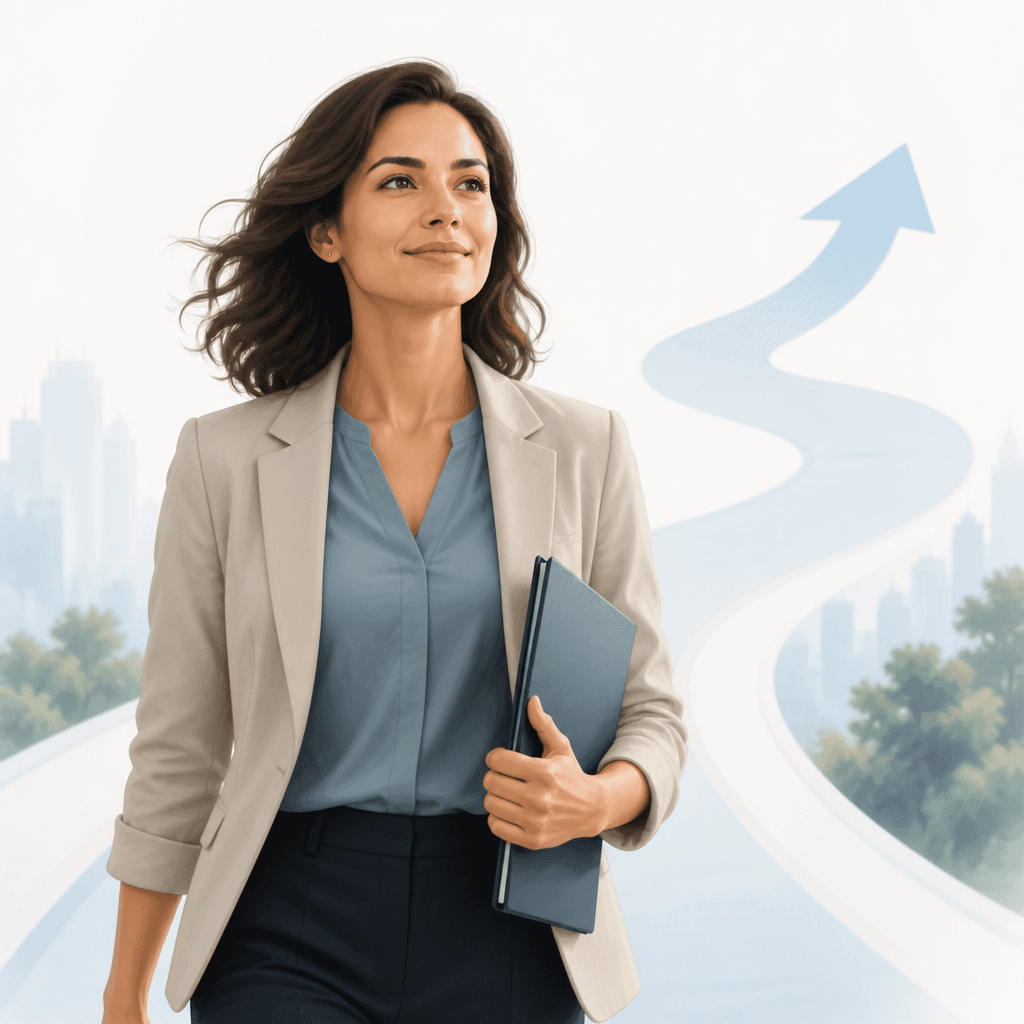 Person moving forward on a clear plan-first path