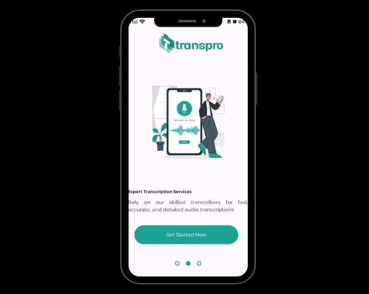 TransPro transcription app on desktop